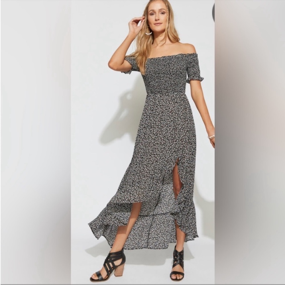 Ditsy Floral Off The Shoulder Maxi Dress